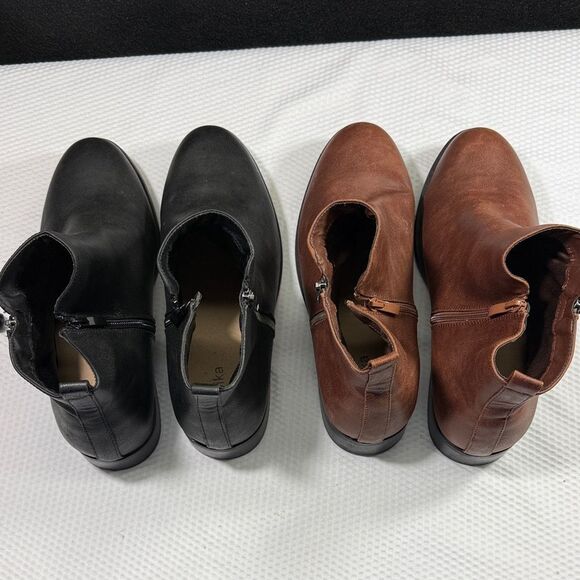 Women's Luoika Black and Brown Ankle Boots Bundle of 2 Pairs Sold Size 12 - Picture 4 of 10